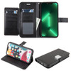 Extra Series Essential Leather Wallet Stand Case for iPhone 15 Plus - Black