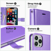 Extra Series Essential Leather Wallet Stand Case for iPhone 15 - Purple