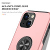 360 Rotating Ring Grip Hybrid Case for iPhone 15 Plus - Pink