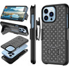 Shell Holster Kickstand Case with Spring Belt Clip for iPhone 15 Pro Max - Black