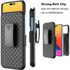 Shell Holster Kickstand Case with Spring Belt Clip for iPhone 15 Pro Max - Black
