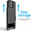 Shell Holster Kickstand Case with Spring Belt Clip for iPhone 15 Pro Max - Black