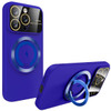Fit TPU Case with MagSafe Ring Holder and Camera Lens Protector for iPhone 15 Pro - Blue