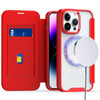 MagSafe Leather Flip Case with Card Pocket for iPhone 15 Pro Max - Red