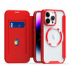 MagSafe Leather Flip Case with Card Pocket for iPhone 15 Pro Max - Red