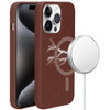 Luxury Leather Hybrid Case with MagSafe for iPhone 15 Pro Max - Brown
