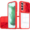 HD Transparent Case with Camera Privacy Cover for Samsung Galaxy S23 FE - Red