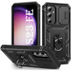 Military Grade Hybrid Case with Ring Grip and Camera Lens Protector for Samsung Galaxy S23 FE - Black