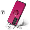 Shockproof Air Cushion Hybrid Case with Ring Grip and Tempered Glass Screen Protector for Samsung Galaxy S23 FE - Hot Pink