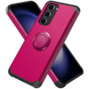 Shockproof Air Cushion Hybrid Case with Ring Grip and Tempered Glass Screen Protector for Samsung Galaxy S23 FE - Hot Pink
