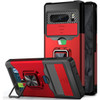 Military Grade All-In-One Ring Stand Card Case for Google Pixel 8 Pro - Red