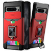 Military Grade All-In-One Ring Stand Card Case for Google Pixel 8 Pro - Red