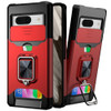 Military Grade All-In-One Ring Stand Card Case for Google Pixel 8 - Red