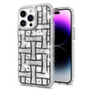 Diamond Encrusted Hybrid Case for iPhone 15 Pro - Basketweave Silver
