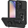 Military Grade Hybrid Case with Ring Grip and Camera Lens Protector for Samsung Galaxy A15 5G - Black