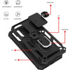 Military Grade Hybrid Case with Ring Grip and Camera Lens Protector for Samsung Galaxy A15 5G - Black