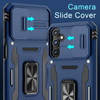 Military Grade Ring Holder Case with Camera Lens Cover for Samsung Galaxy A15 5G - Blue