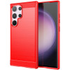 Brushed Metal Design TPU Case for Samsung Galaxy S24 Ultra - Red