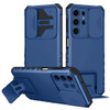 Military Grade Camera Privacy Cover Hybrid Case with Kickstand for Samsung Galaxy S24 Ultra - Blue