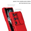 Military Grade Camera Privacy Cover Hybrid Case with Kickstand for Samsung Galaxy S24 Ultra - Red