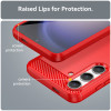 Brushed Metal Design TPU Case for Samsung Galaxy S24 Plus - Red