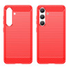 Brushed Metal Design TPU Case for Samsung Galaxy S24 Plus - Red