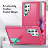 Military Grade TUFF Hybrid Armor Case with Kickstand for Samsung Galaxy S24 Ultra - Hot Pink Teal