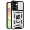 Military Grade Elite Series Hybrid Case with Ring Grip and Camera Lens Cover for Samsung Galaxy S24 - Silver