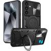 Elite Series Hybrid Case with MagSafe Magnetic Ring Stand and Camera Lens Cover for Samsung Galaxy S24 Plus - Black
