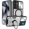 Elite Series Hybrid Case with MagSafe Magnetic Ring Stand and Camera Lens Cover for Samsung Galaxy S24 - Silver