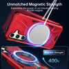 Military Grade TUFF Case with MagSafe Magnetic Rotating Ring Stand for Samsung Galaxy S24 - Red