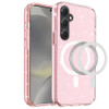 Crystal Glitter Fusion Case with MagSafe Magnetic Ring for Samsung Galaxy S24 Plus - Pink