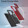 MagSafe Compatible Military Grade Hybrid Case with Camera Ring Stand for Samsung Galaxy S24 Ultra - Red