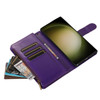 Leather Wallet Case with Zipper Pocket for Samsung Galaxy S24 Ultra - Purple