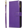 Leather Wallet Case with Zipper Pocket for Samsung Galaxy S24 Ultra - Purple