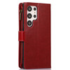 Leather Wallet Case with Zipper Pocket for Samsung Galaxy S24 Ultra - Red