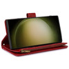 Leather Wallet Case with Zipper Pocket for Samsung Galaxy S24 Ultra - Red