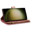 Leather Wallet Case with Zipper Pocket for Samsung Galaxy S24 Ultra - Rose Gold