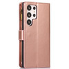 Leather Wallet Case with Zipper Pocket for Samsung Galaxy S24 Ultra - Rose Gold