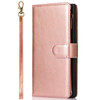 Leather Wallet Case with Zipper Pocket for Samsung Galaxy S24 Ultra - Rose Gold
