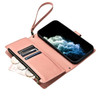 Leather Wallet Case with Zipper Pocket for Samsung Galaxy S24 - Rose Gold