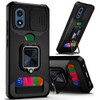 Military Grade All-In-One Ring Stand Card Case for Motorola Moto G Play 2024 - Black