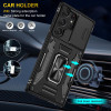 Military Grade Ring Holder Case with Camera Lens Cover for Samsung Galaxy S24 Ultra - Black