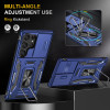 Military Grade Ring Holder Case with Camera Lens Cover for Samsung Galaxy S24 Ultra - Blue