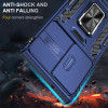 Military Grade Ring Holder Case with Camera Lens Cover for Samsung Galaxy S24 Ultra - Blue