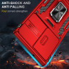 Military Grade Ring Holder Case with Camera Lens Cover for Samsung Galaxy S24 Ultra - Red