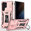 Military Grade Ring Holder Case with Camera Lens Cover for Samsung Galaxy S24 Ultra - Rose Gold