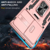 Military Grade Ring Holder Case with Camera Lens Cover for Samsung Galaxy S24 Ultra - Rose Gold