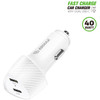 20W + 20W USB-C PD 3.0 Fast Car Charger with PPS - White