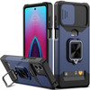 Military Grade All-In-One Ring Stand Card Case for Motorola Moto G Power 5G 2024 - Blue